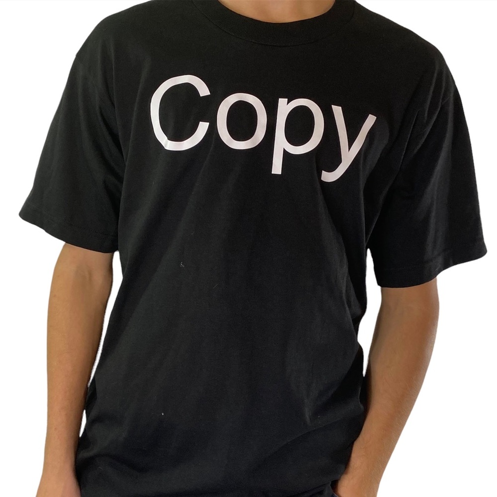 Black T-shirt that says Copy